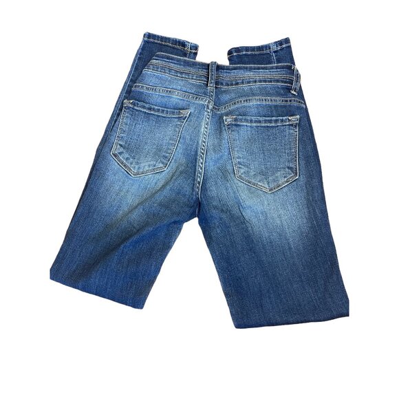 KanCan Womens Distressed Skinny Jeans W1 24 Blue Denim Mid-Rise 73% Cotton - Picture 2 of 7